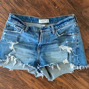 Abercrombie mid rise cut off jean shorts